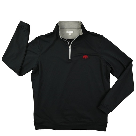 Peter Millar Crimson Tide Quarter Zip Shirt Men's Large Black Elephant Logo Golf
